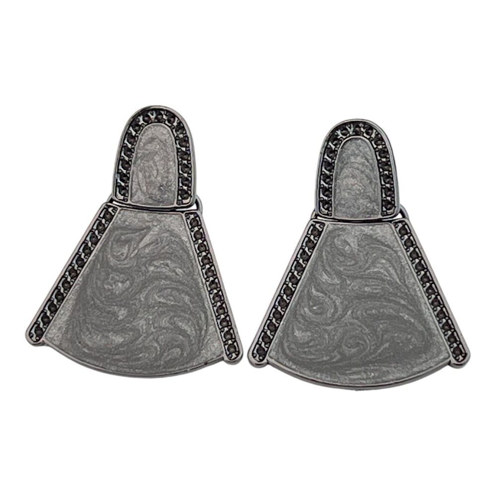 New Shimmer Enamel Earrings Hematite Tone Gray - 8N